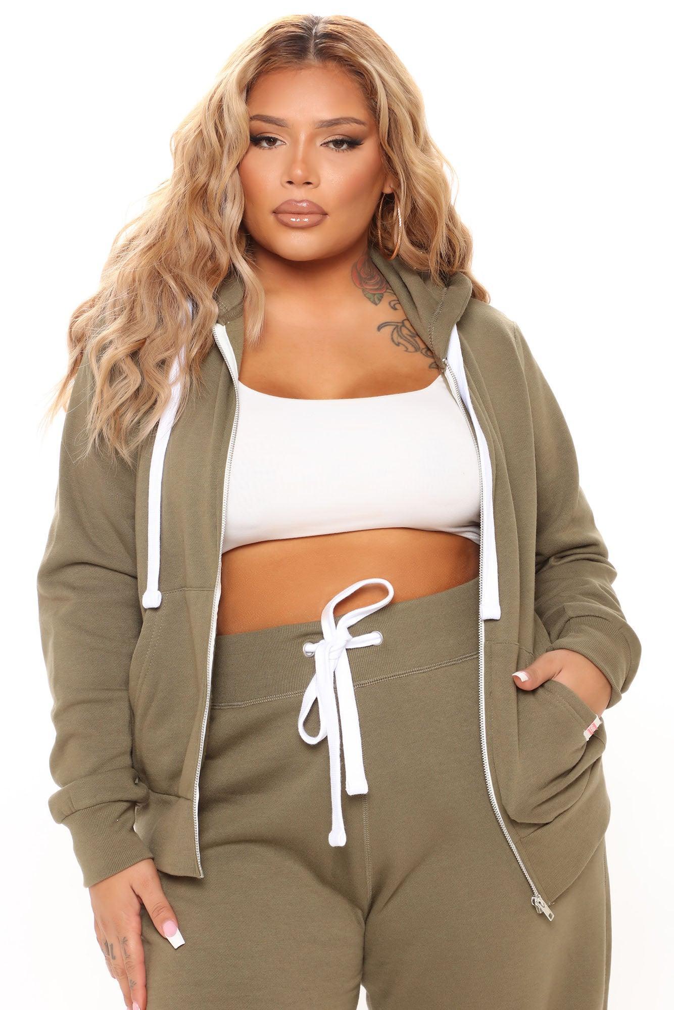 Relaxed Vibe Zip Up Jacket - Olive Product Image