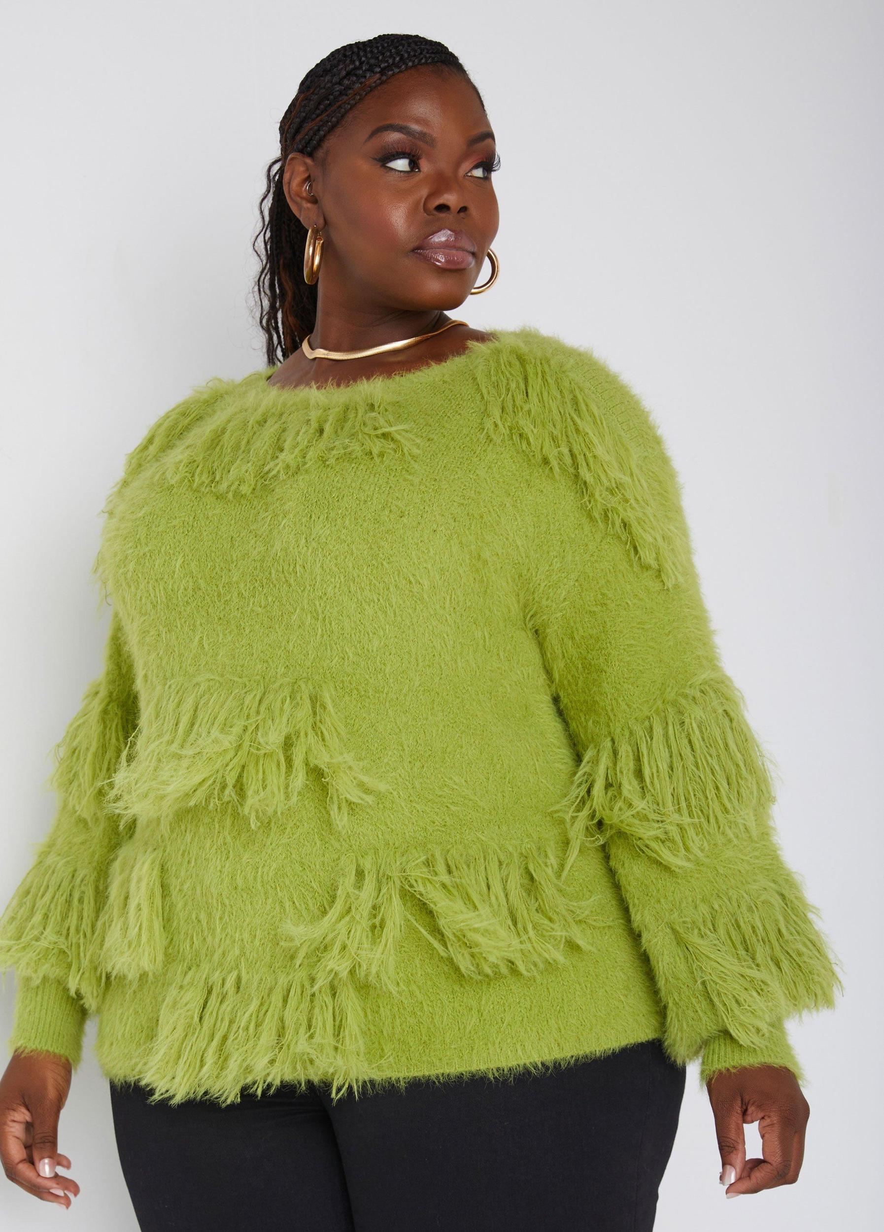 Fringed Boat Neck Sweater Product Image