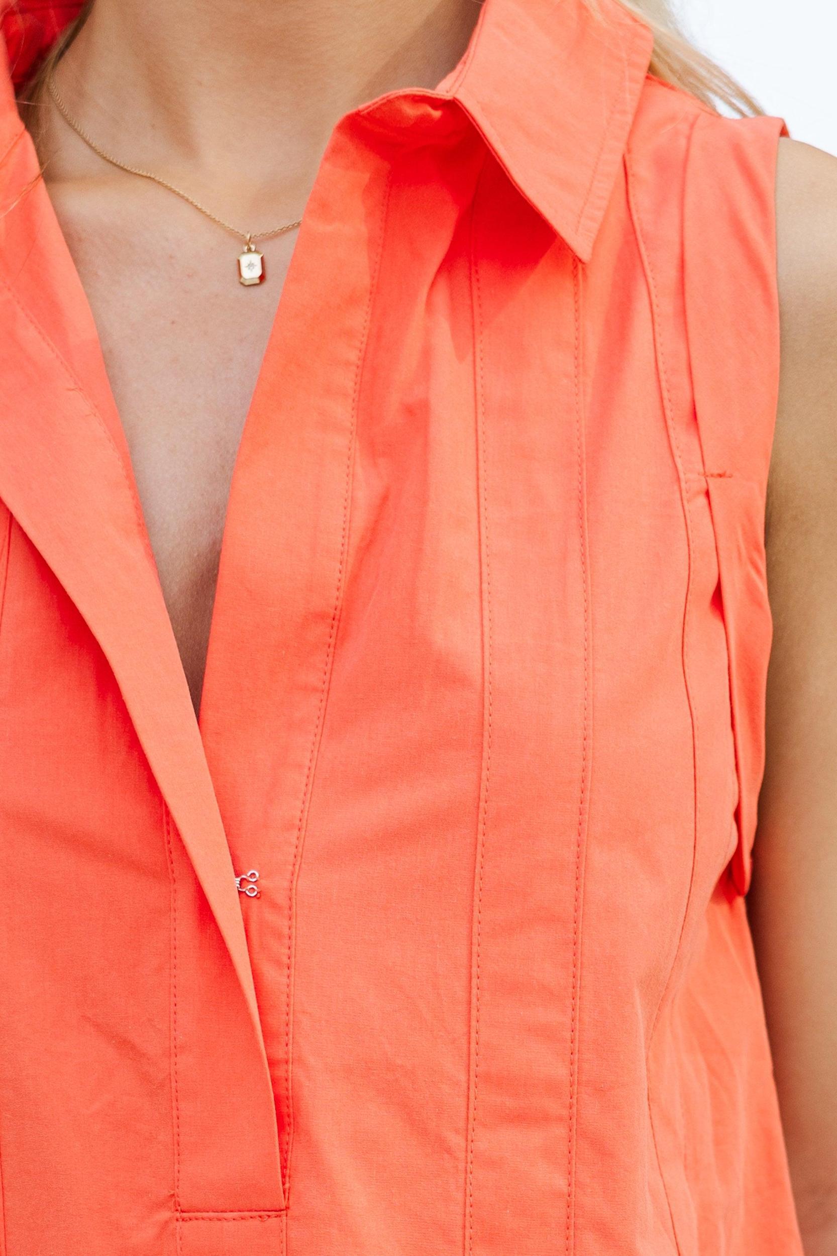 Classically You Red Orange Pleated Dress Female Product Image