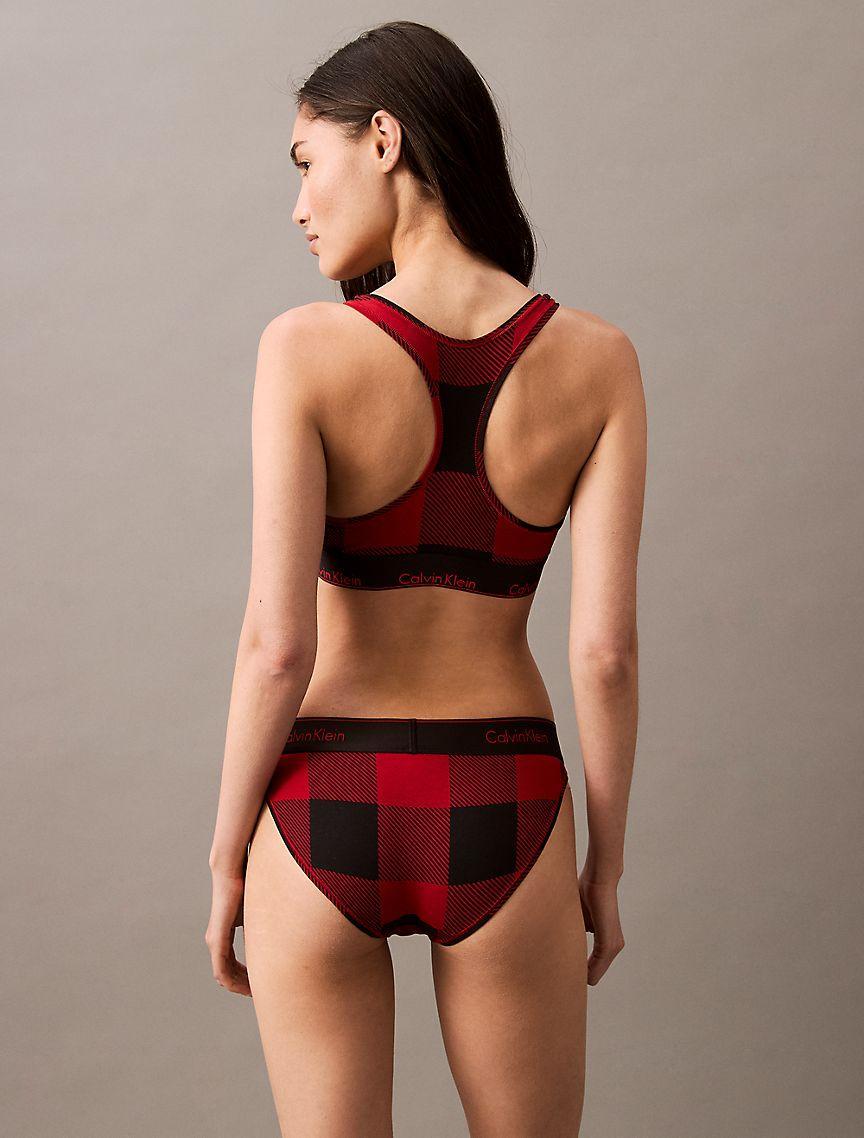Calvin Klein Womens Icon Cotton Modal Holiday Unlined Bralette - Red Product Image