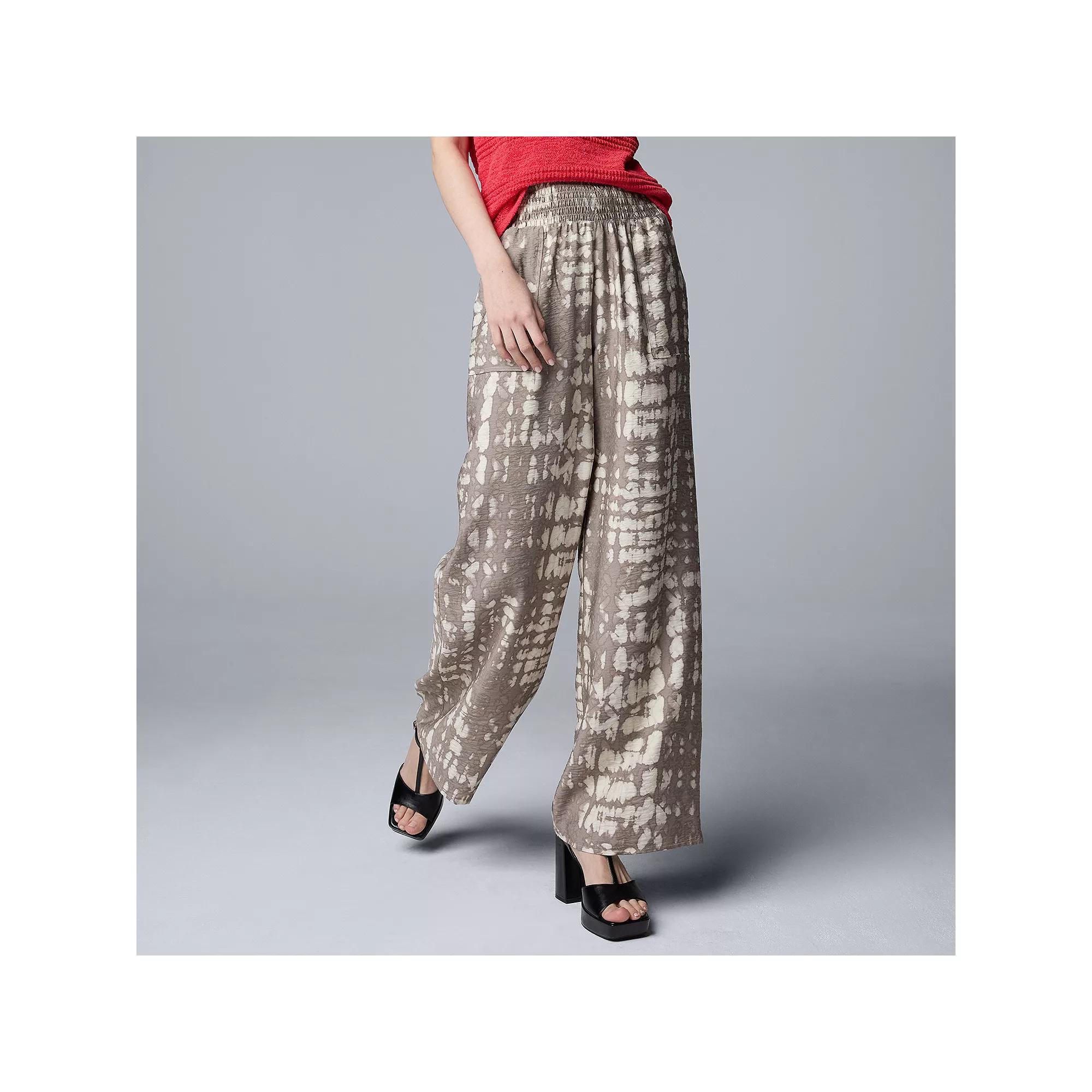 Women's Simply Vera Vera Wang Wide Leg Travel Pants, Size: Medium, Hazel Diamond Dye Product Image