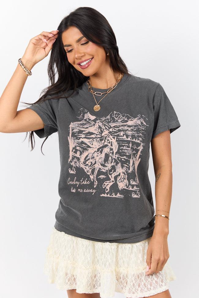 Cowboy Take Me Away Dark Grey Graphic Tee Product Image
