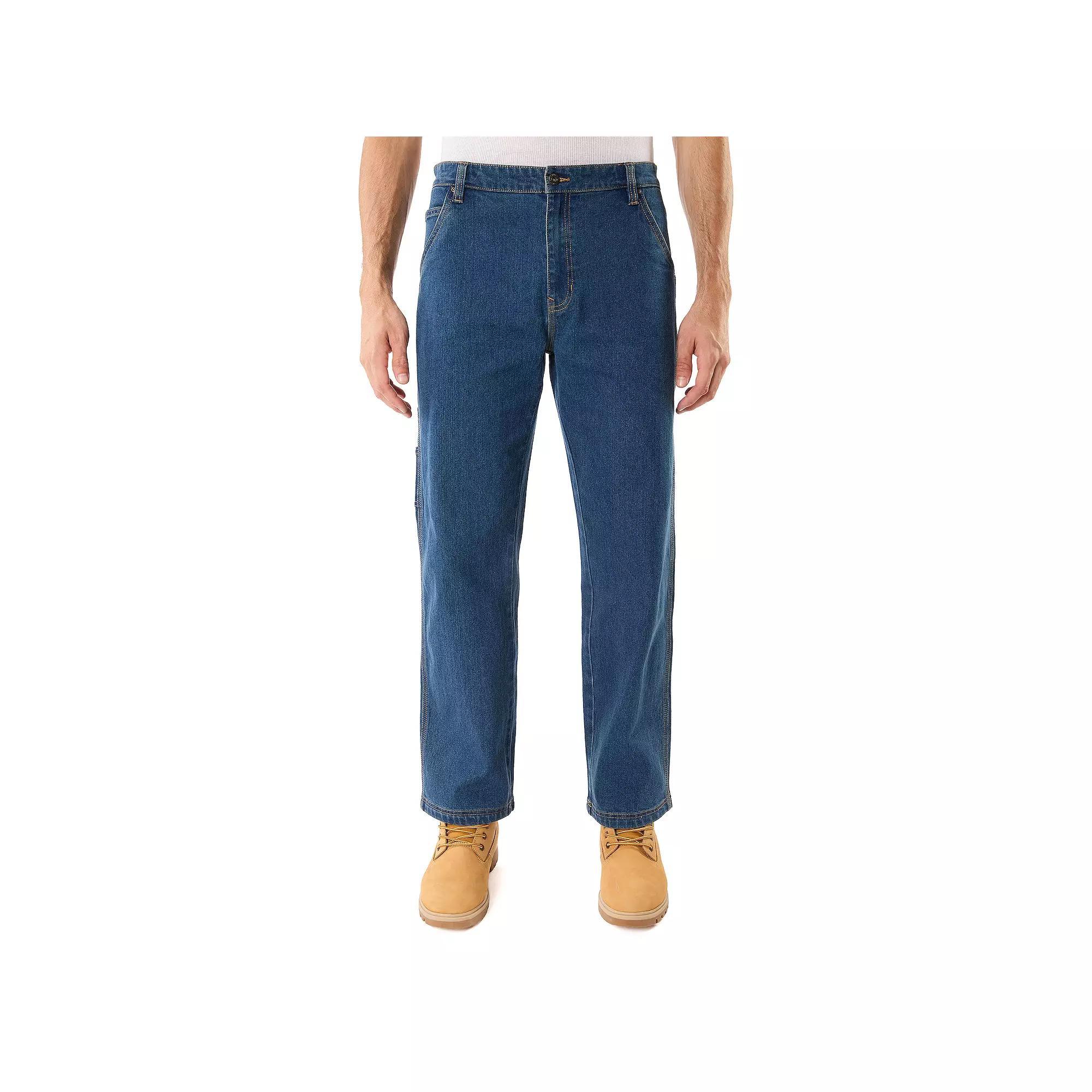 Men's Smith's Workwear Stretch Carpenter Jeans, Size: 40X30, Light Vintage Blue Product Image