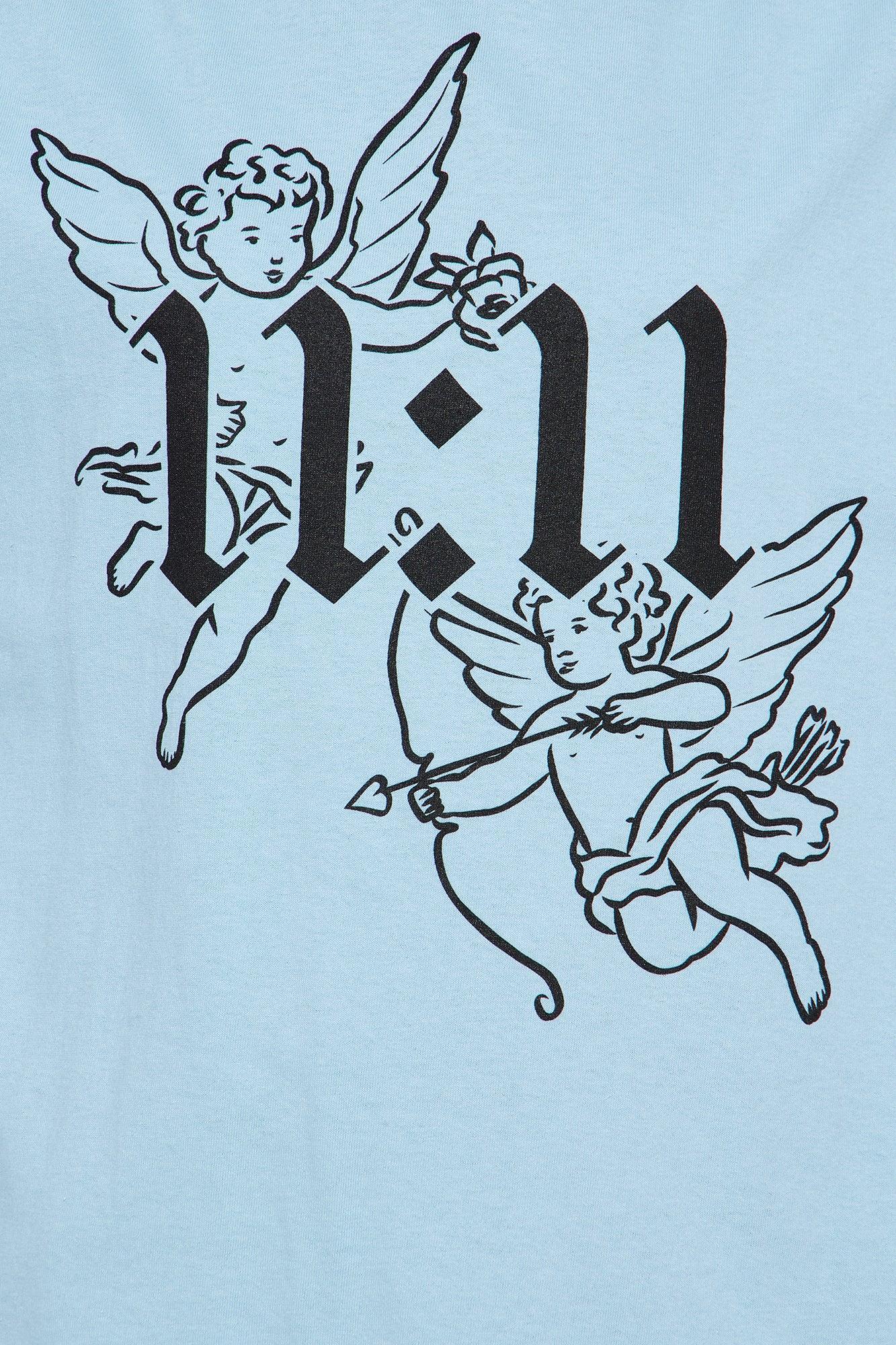 Make A Wish Angel Oversized Tee - Light Blue Product Image