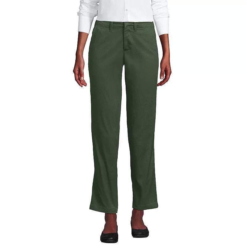 Women's Lands' End Mid Rise Classic Straight Leg Chino Ankle Pants, Size: 8, Black Product Image