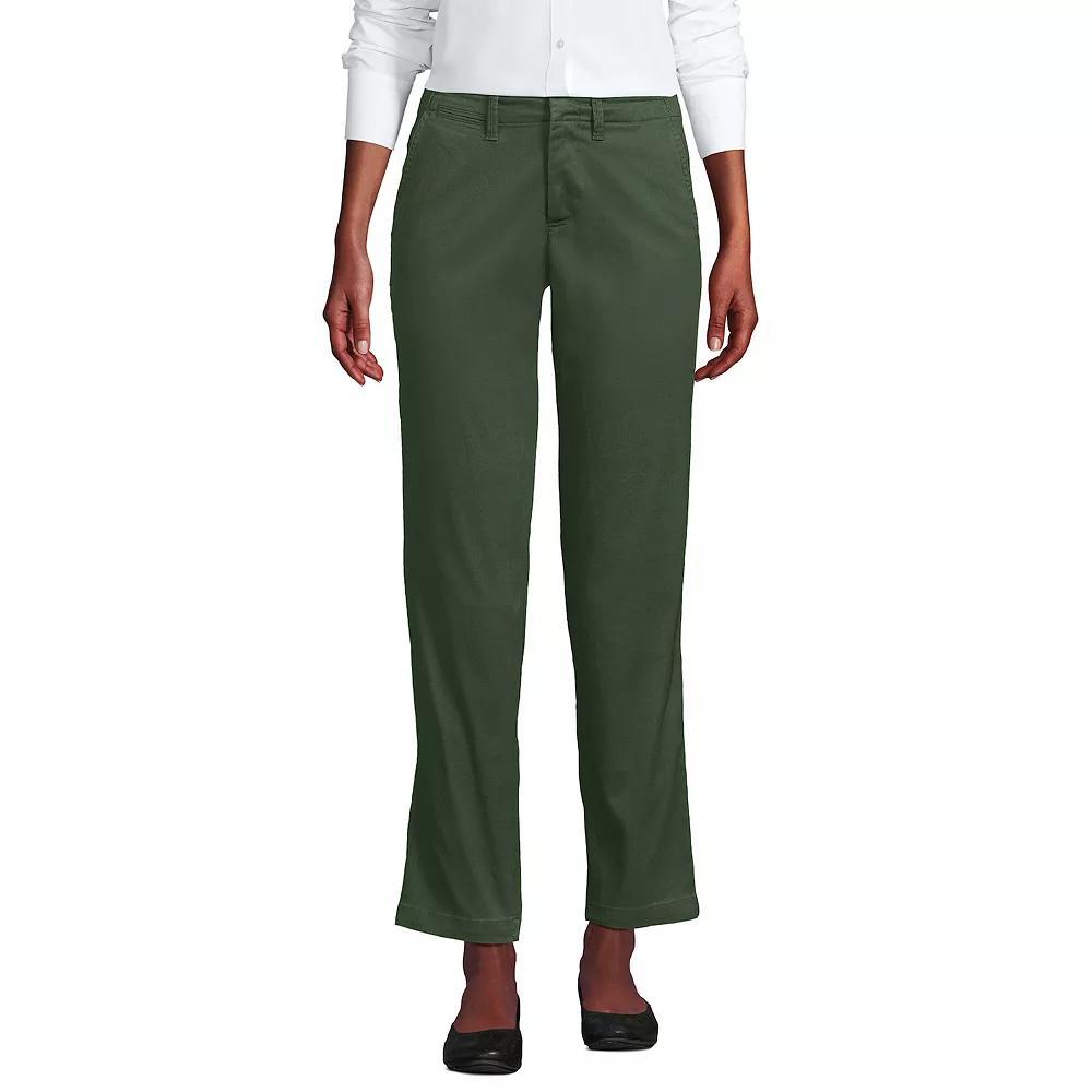 Women's Lands' End Mid Rise Classic Straight Leg Chino Ankle Pants, Size: 8, Black Product Image