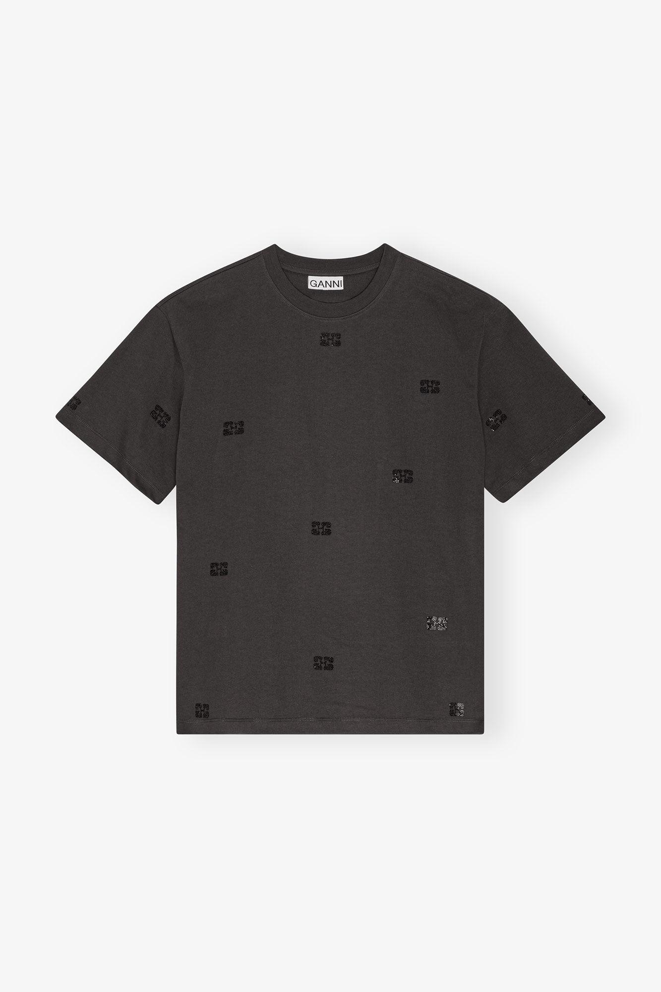 Black Cotton Rhinestone T-shirt Product Image