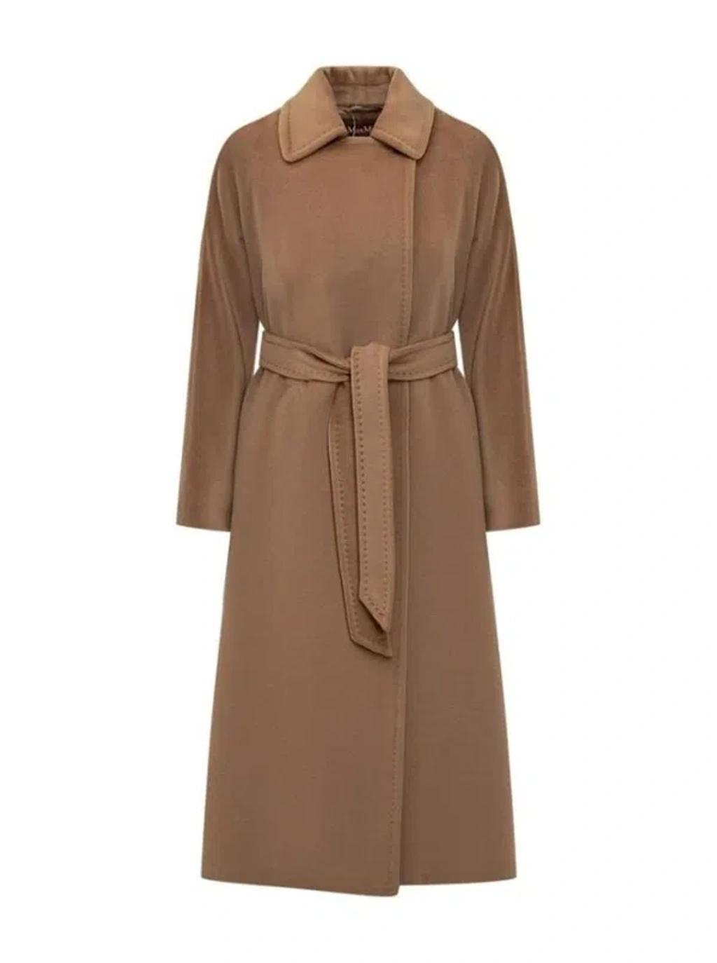 MAX MARA Collared Belted Coat In Brown Product Image
