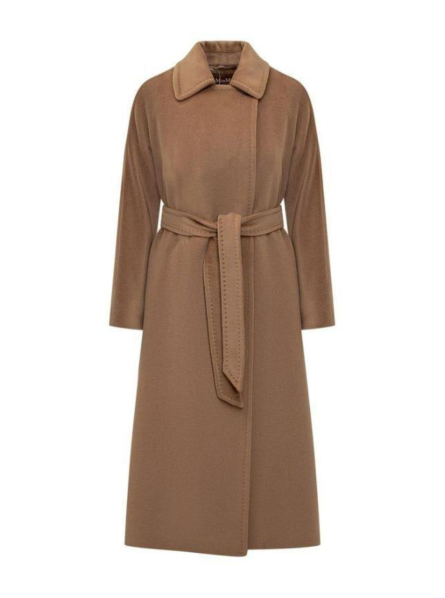 MAX MARA Collared Belted Coat In Brown Product Image