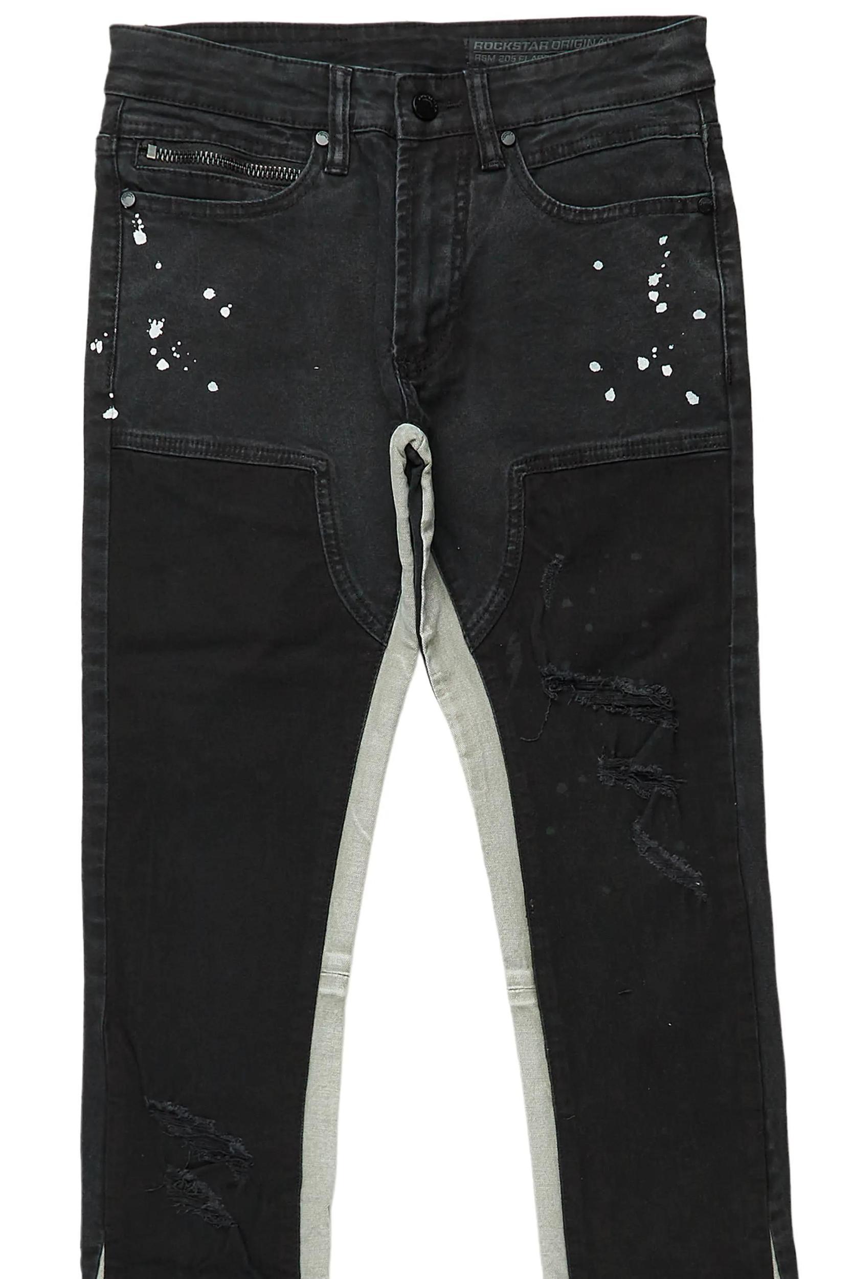 Quetzel Vintage Black Stacked Flare Jean Male Product Image