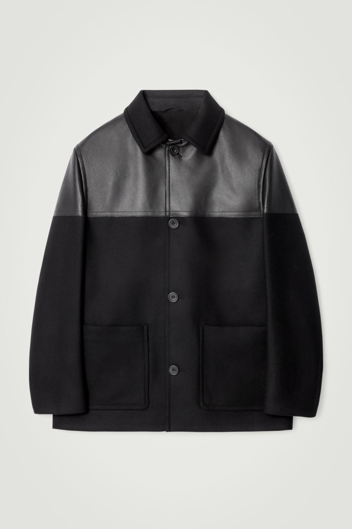 LEATHER-PANELED DONKEY JACKET Product Image