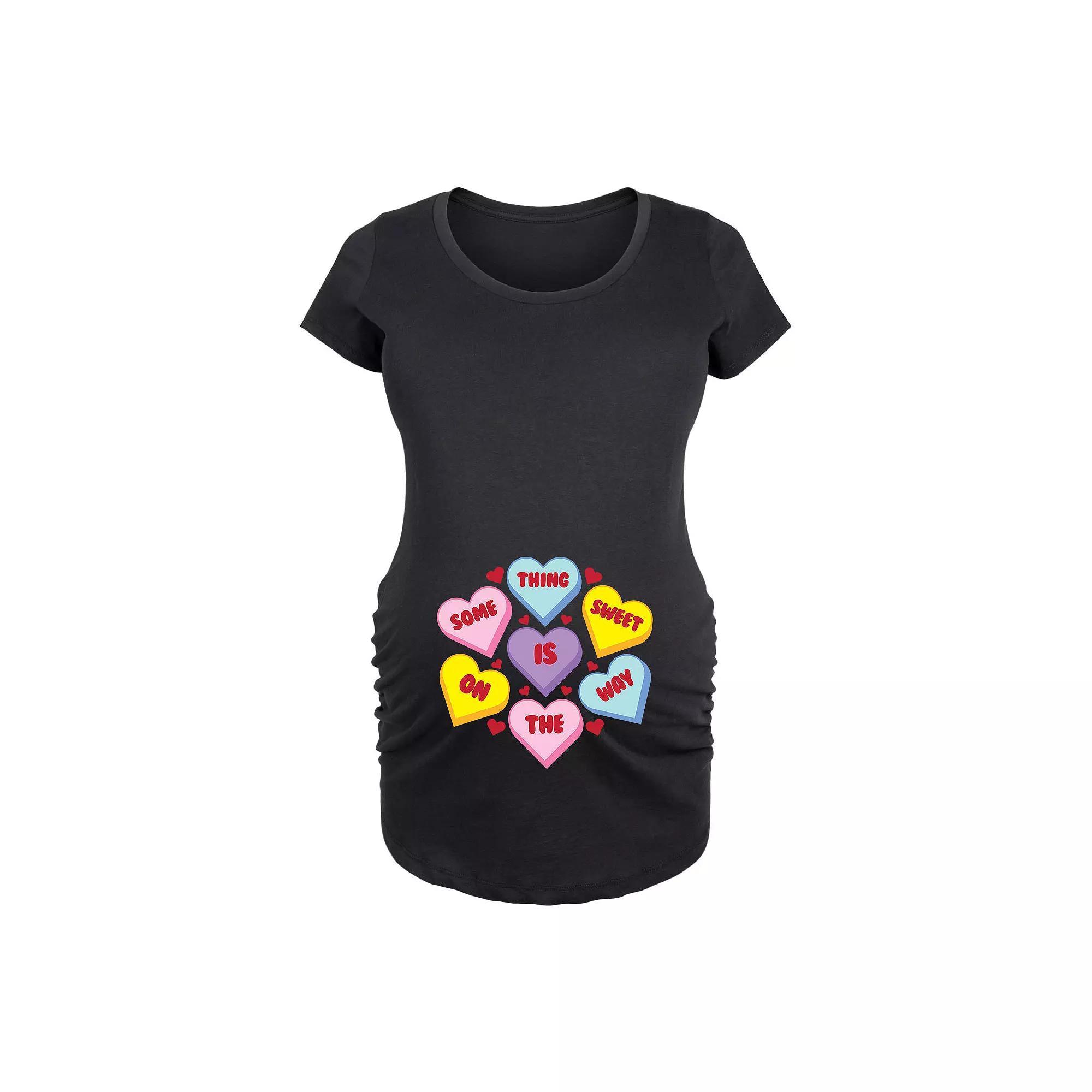 Maternity Something Sweet Candy Hearts Graphic Tee, Women's, Size: XL-Mat, Black Product Image