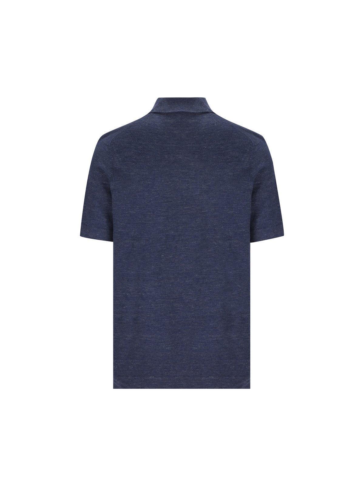 BRUNELLO CUCINELLI Buttoned Short-sleeved Polo Shirt In Galassia Product Image