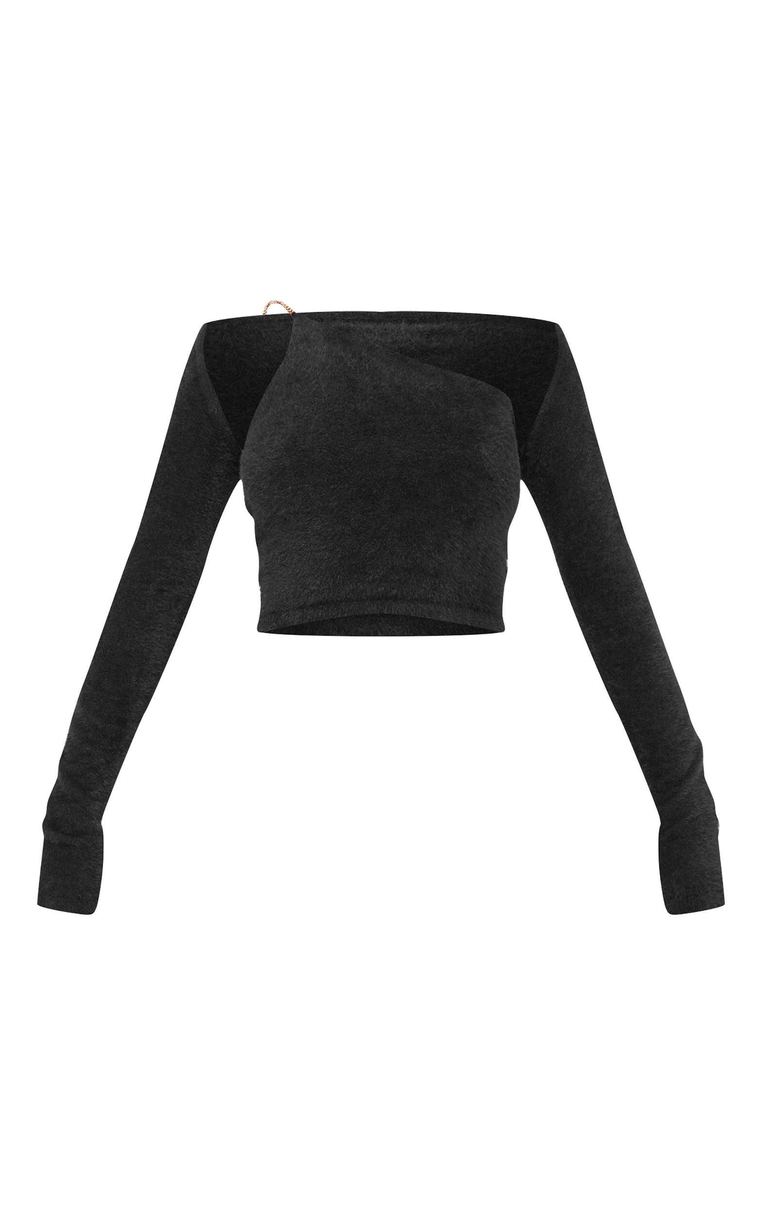 Black Eyelash Knit Shrug And Top Set Product Image