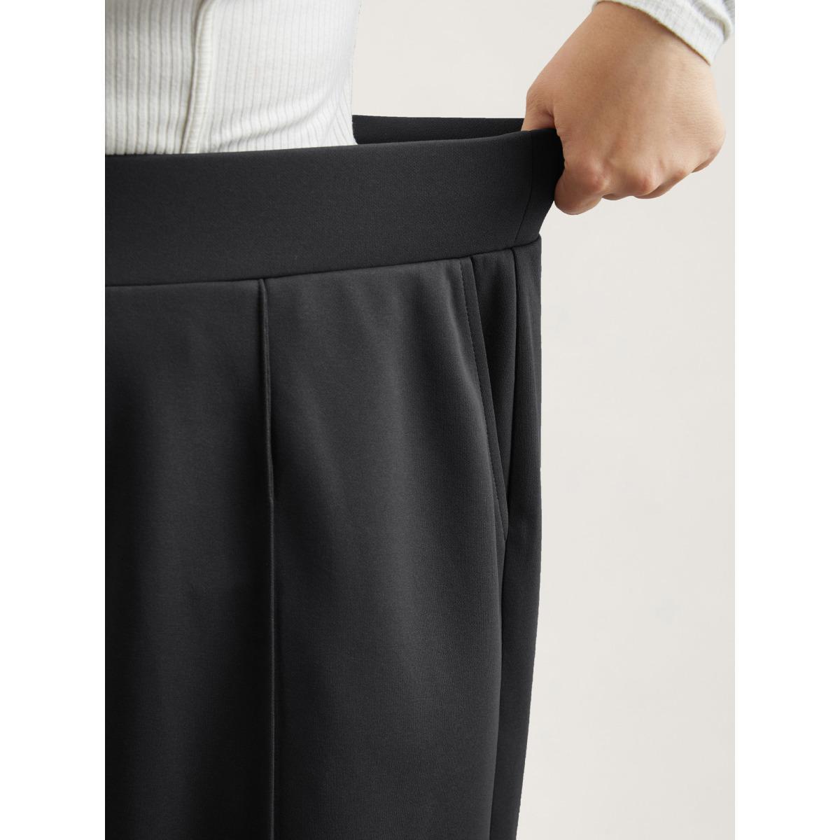 Plus Size Ruched Tummy-Control Seamed Wide Leg Pants Women DimGray At the Office Wide Leg Mid Rise Work Pants BloomChic 30/6X Product Image