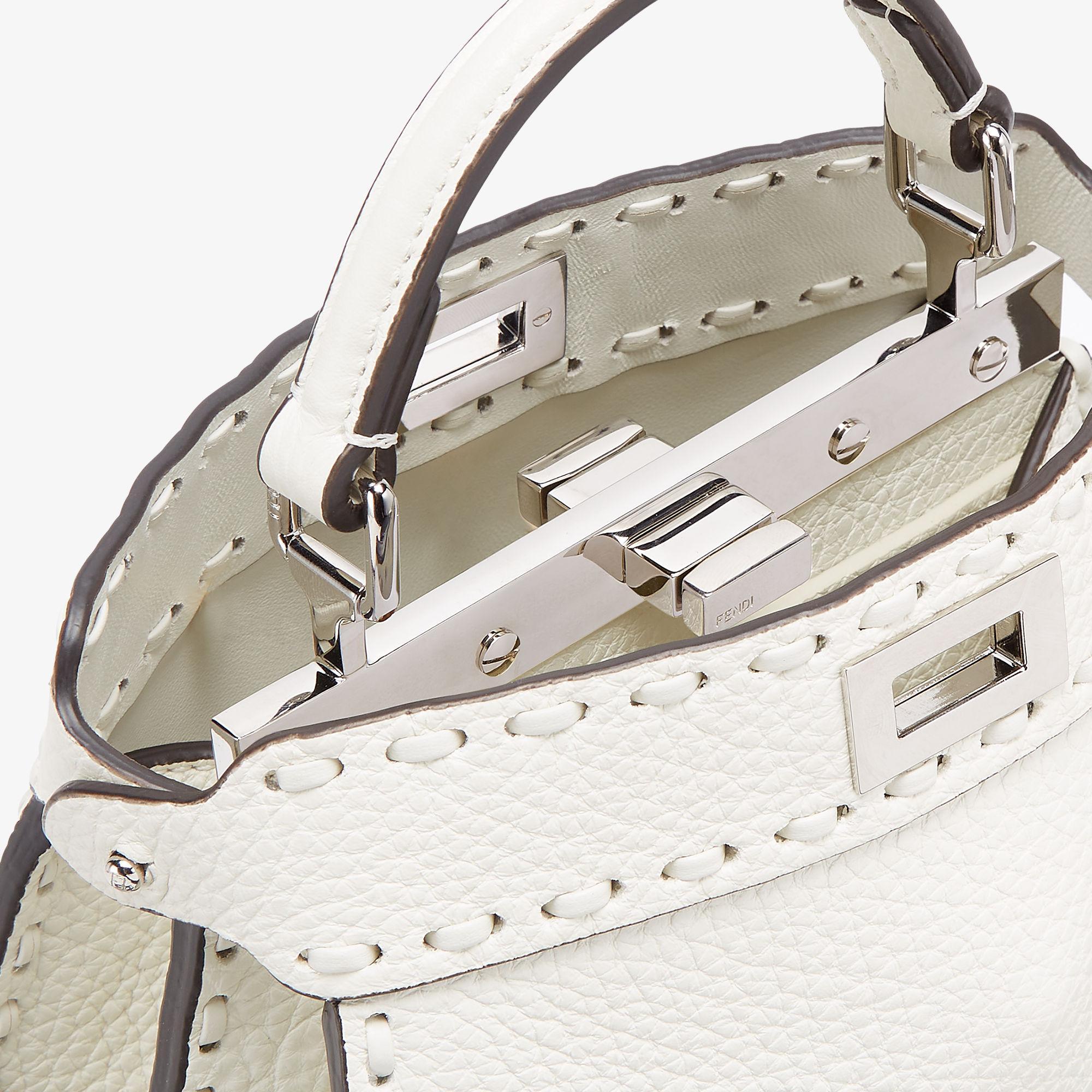 Peekaboo ISeeU PetiteWhite Selleria bag with 306 hand-sewn topstitches Product Image