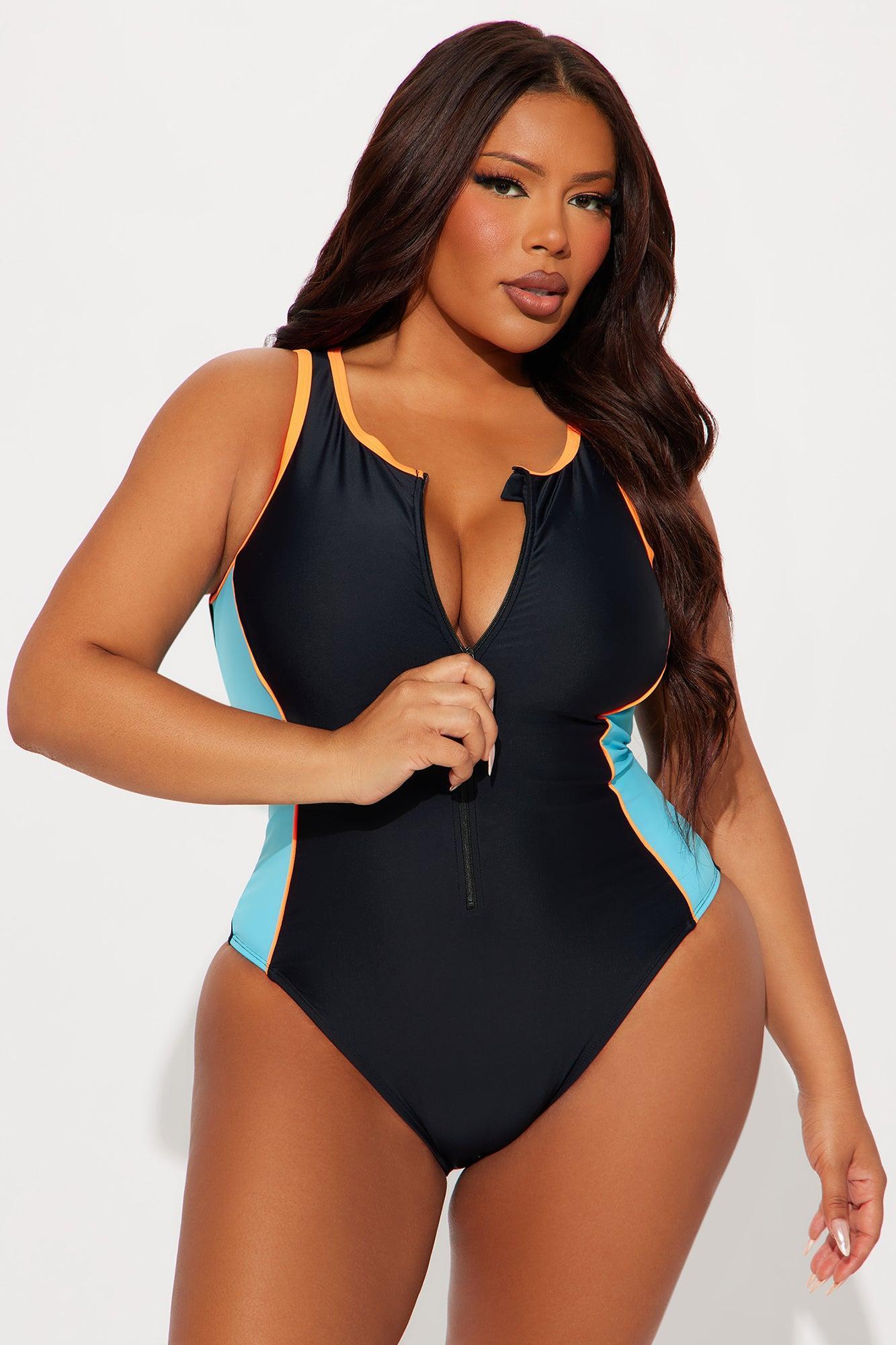 Maddie Zip Up Sculpt Contour 1 Piece Swimsuit - Black/combo Product Image