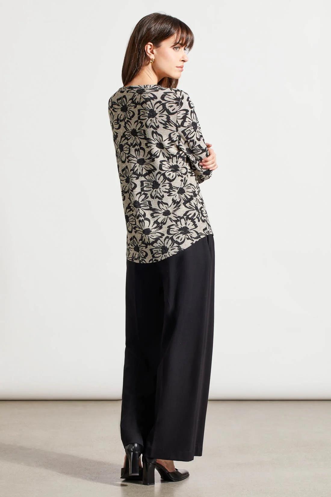 MELANGE KNIT TOP WITH SHIRRING DETAILS Product Image