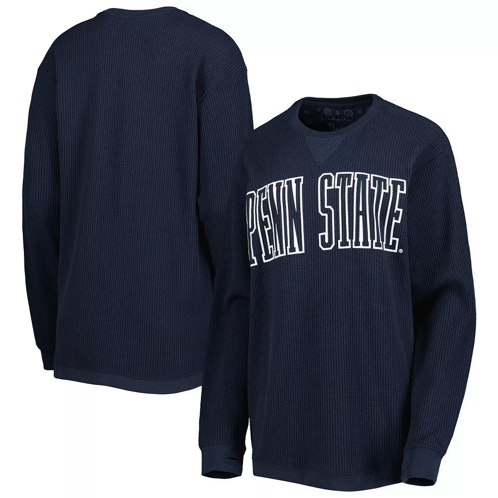 Women's Pressbox Navy Penn State Nittany Lions Surf Plus Size Southlawn Waffle-Knit Thermal Tri-Blend Long Sleeve T-Shirt, Size: Small, Blue Product Image