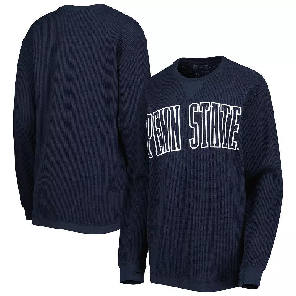 Women's Pressbox Navy Penn State Nittany Lions Surf Plus Size Southlawn Waffle-Knit Thermal Tri-Blend Long Sleeve T-Shirt, Size: Small, Blue Product Image