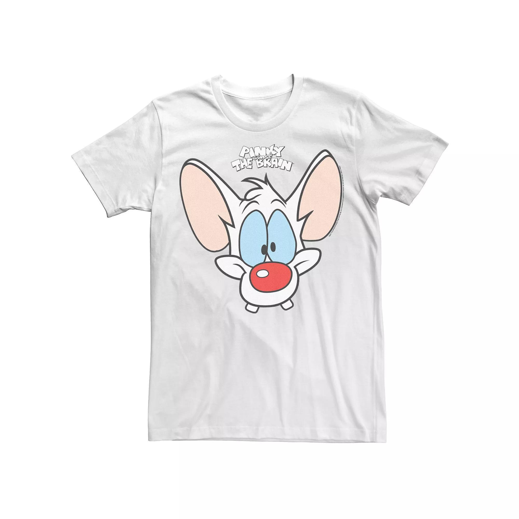 Men's Pinky And The Brain Pinky Big Face Tee, Size: Small, White Product Image