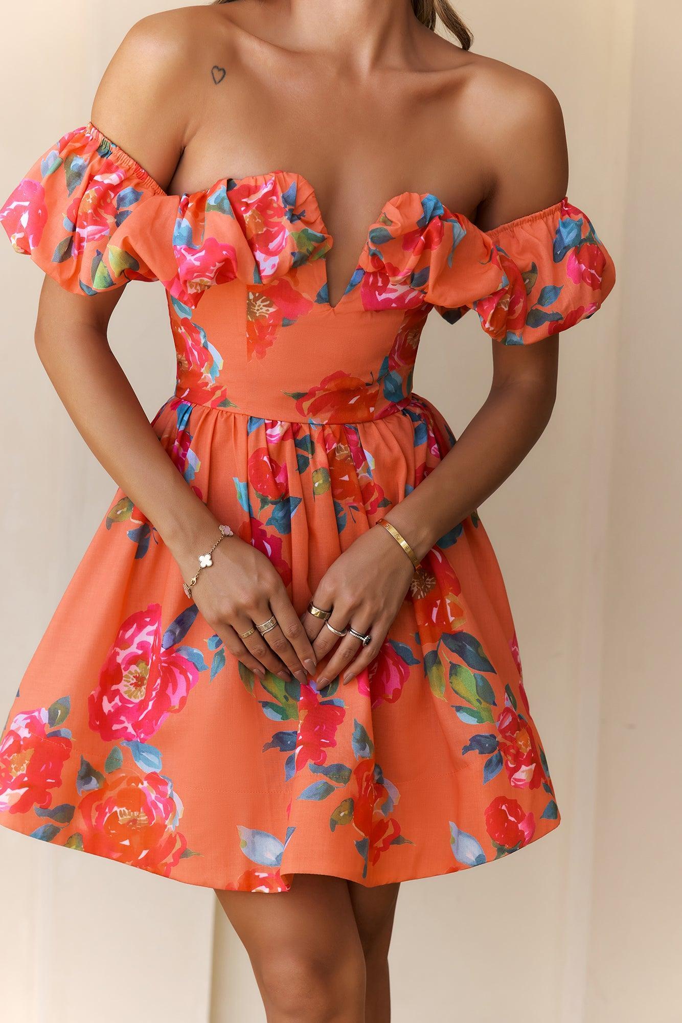 Velvet Rosé Off Shoulder Mini Dress Floral Product Image