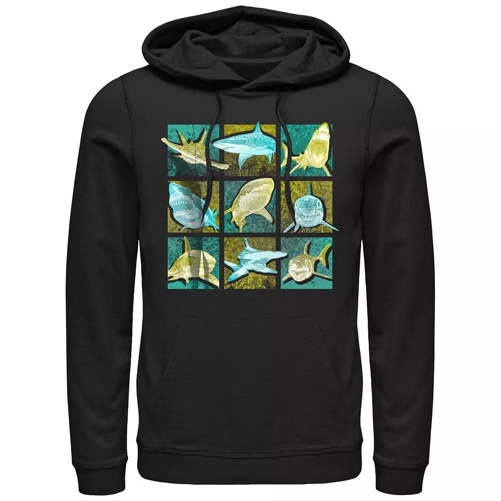 Men's Shark Portraits Graphic Hoodie, Size: Small, Black Product Image