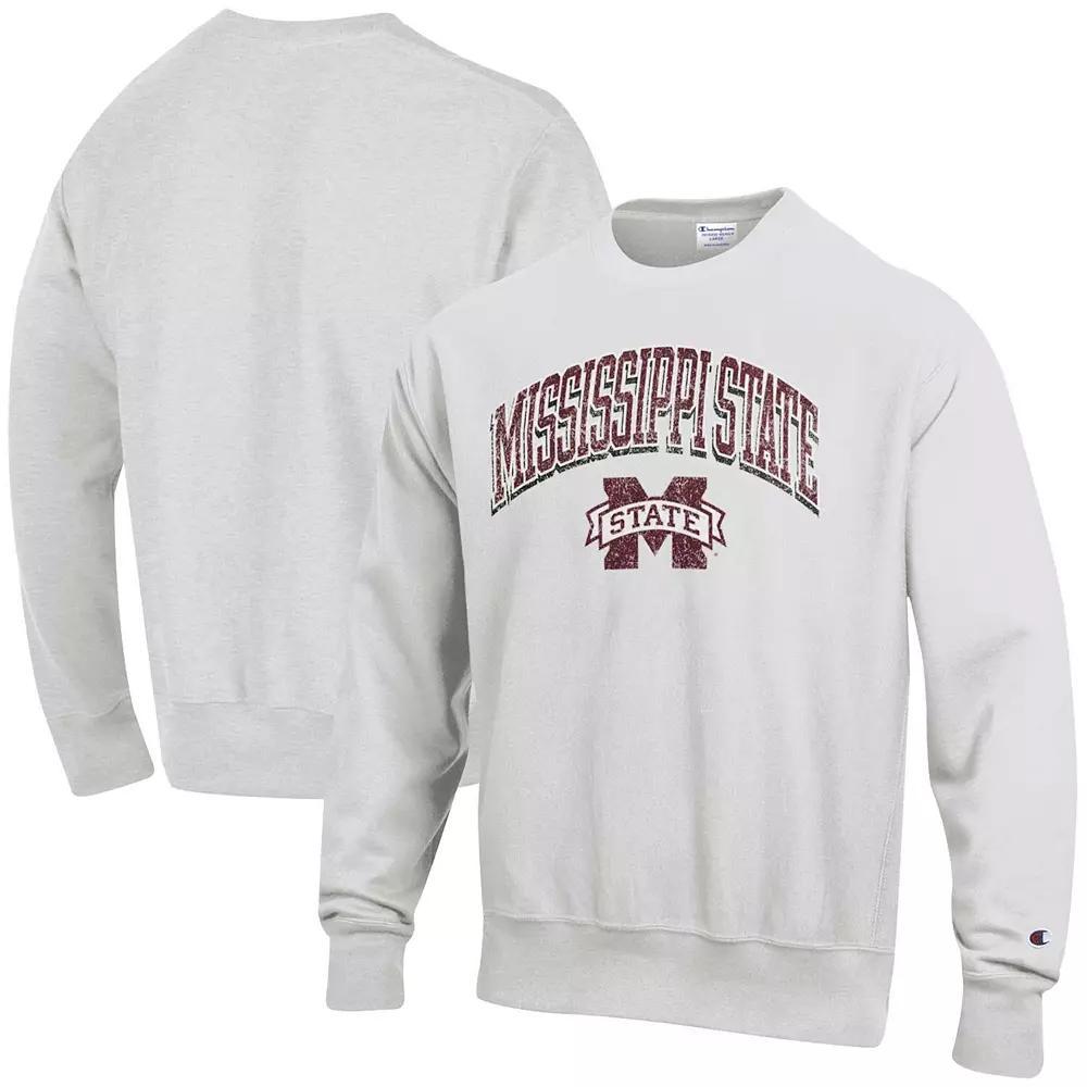 Men's Champion Gray Mississippi State Bulldogs Arch Over Logo Reverse Weave Pullover Sweatshirt, Size: 2XL, Mst Grey Product Image