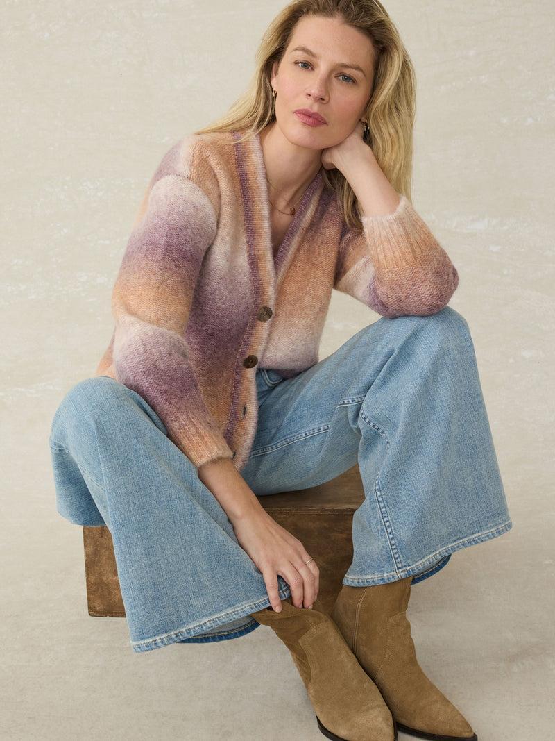 Seaside Spacedye Cardigan - Amethyst Dusk Product Image