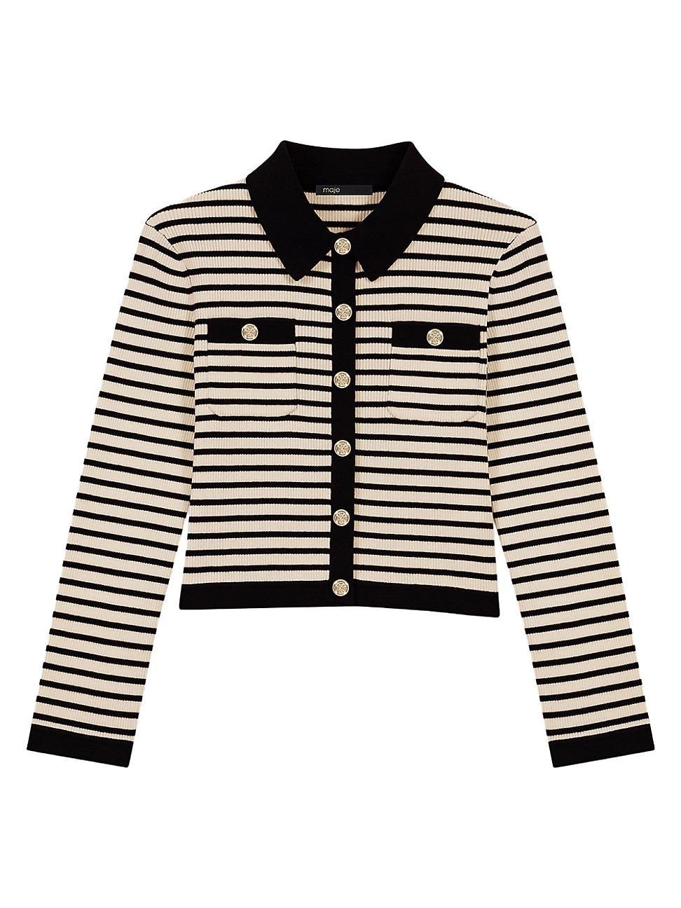 Womens Cropped Rib Knit Cardigan Product Image