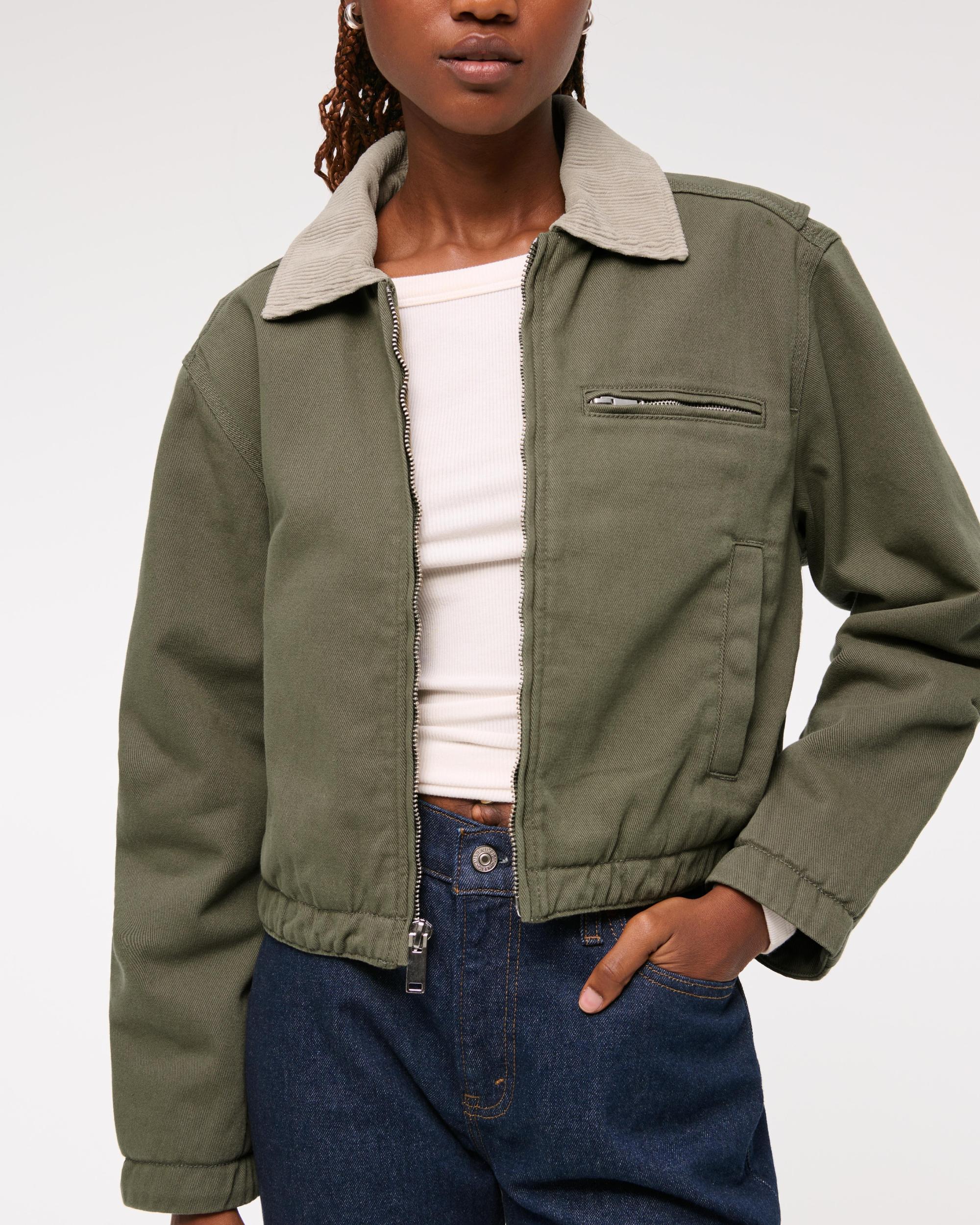 Cropped Twill Workwear Jacket Product Image