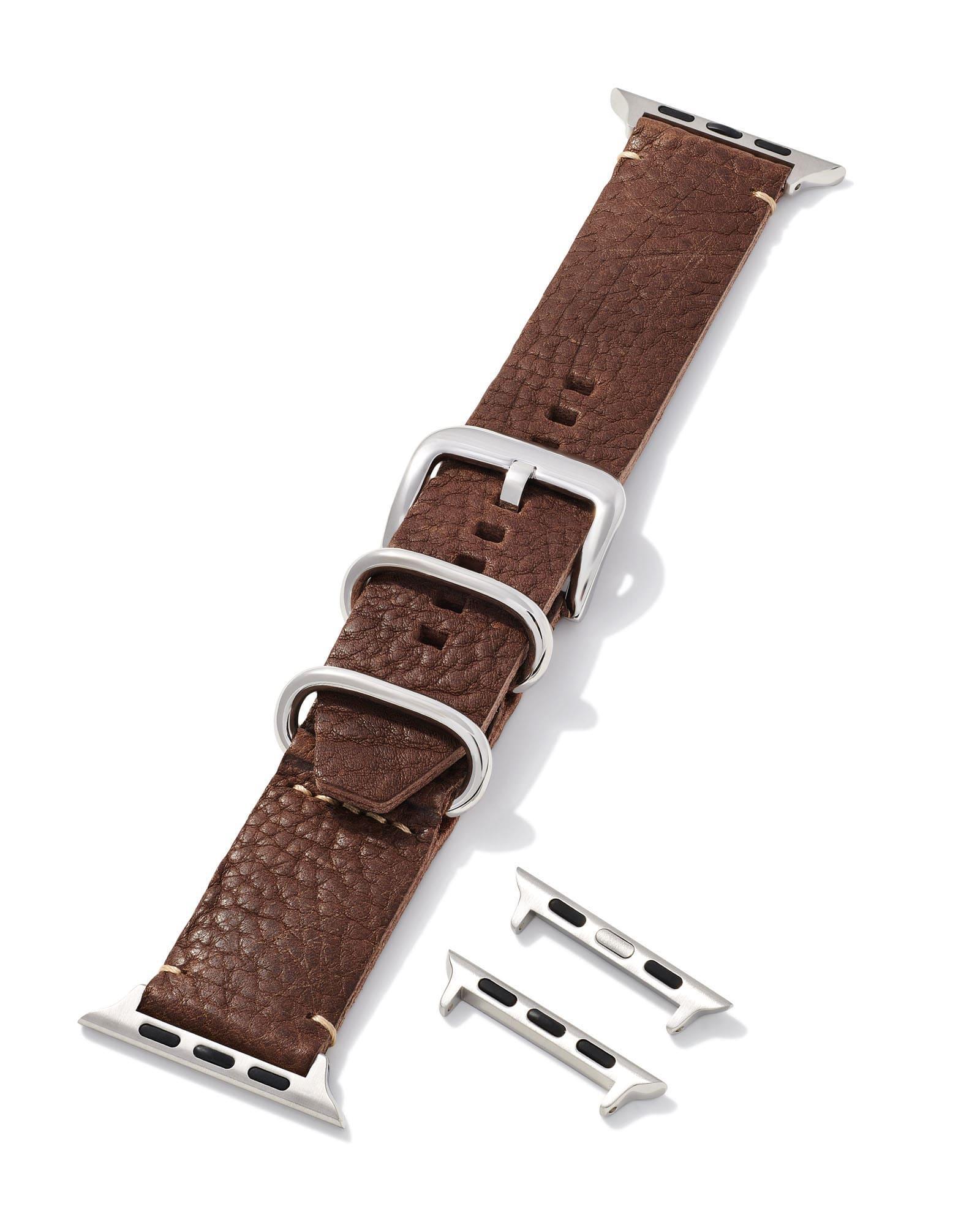 Grey Leather Watch Band in Black Product Image