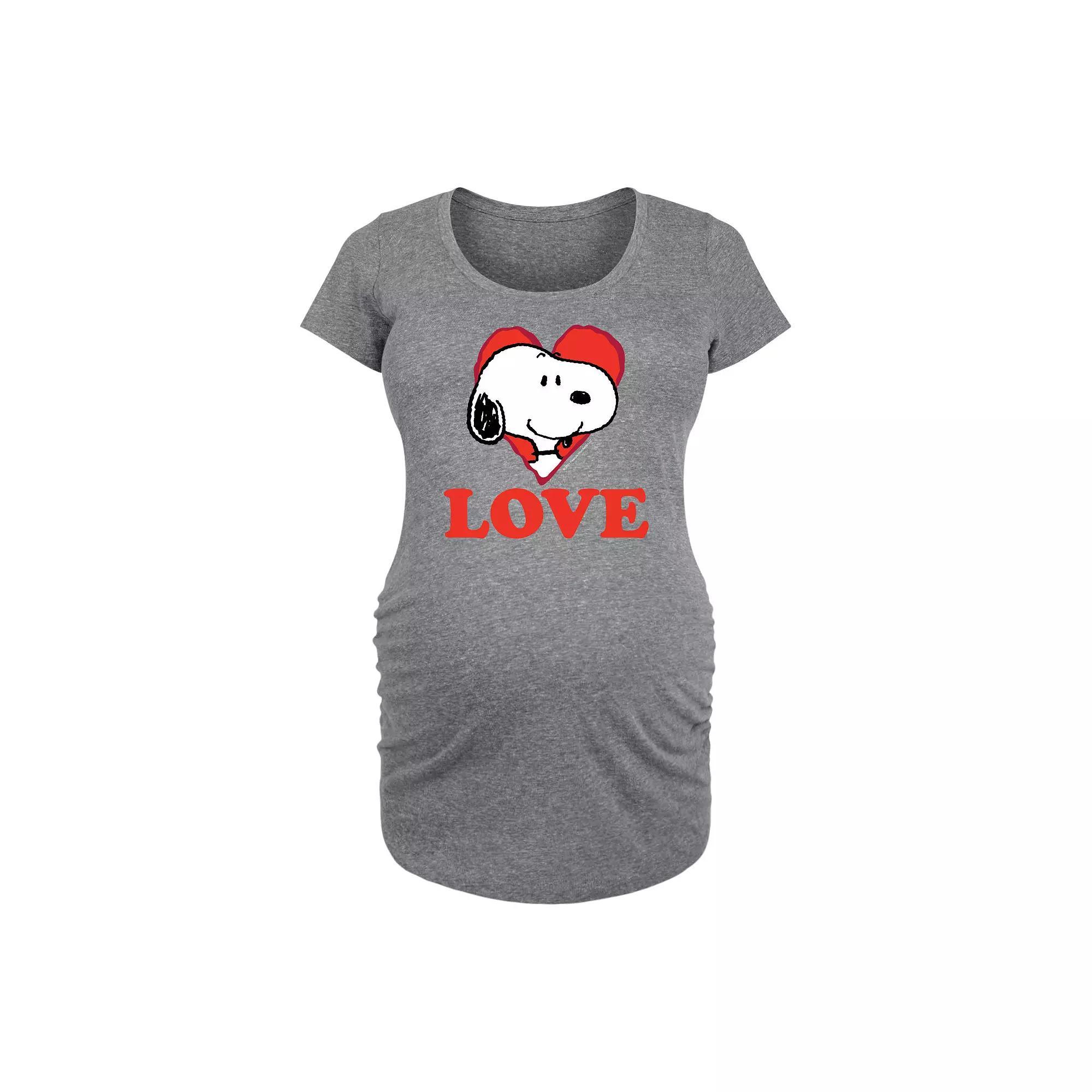 Maternity Peanuts Snoopy Love Graphic Tee, Womens Grey Gray Product Image
