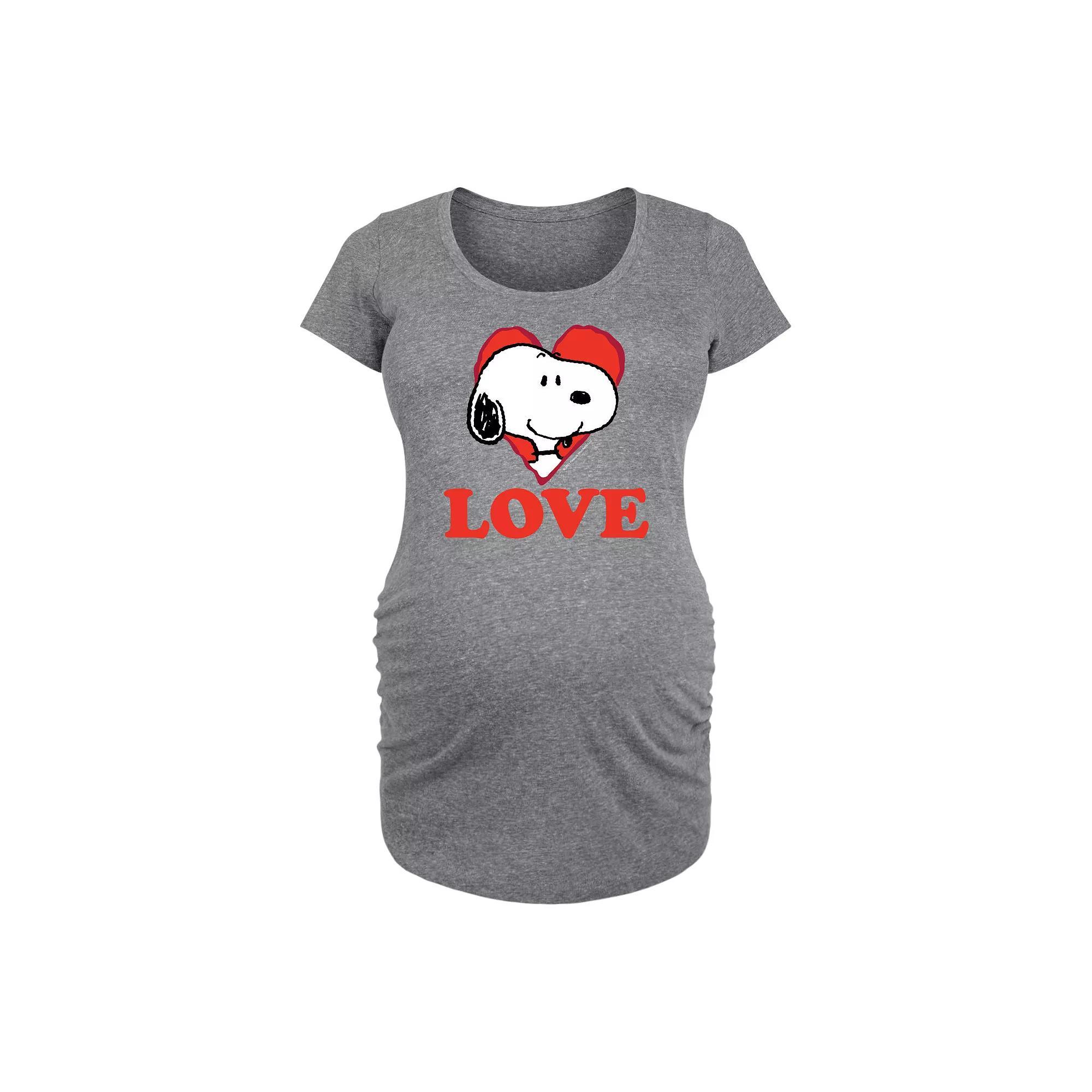 Maternity Peanuts Snoopy Love Graphic Tee, Womens Grey Gray Product Image