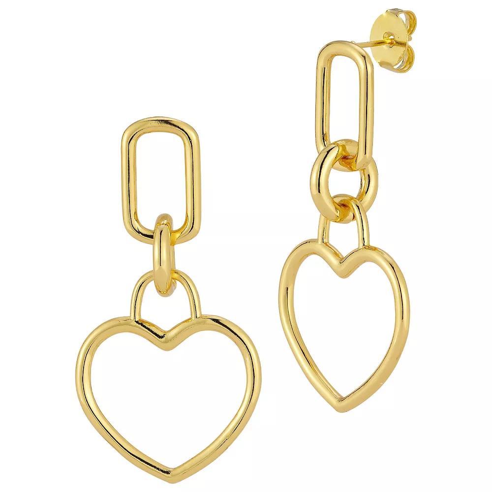 WINX 18k Gold Plated Open Heart Drop Earrings, Women's, Gold Tone Product Image