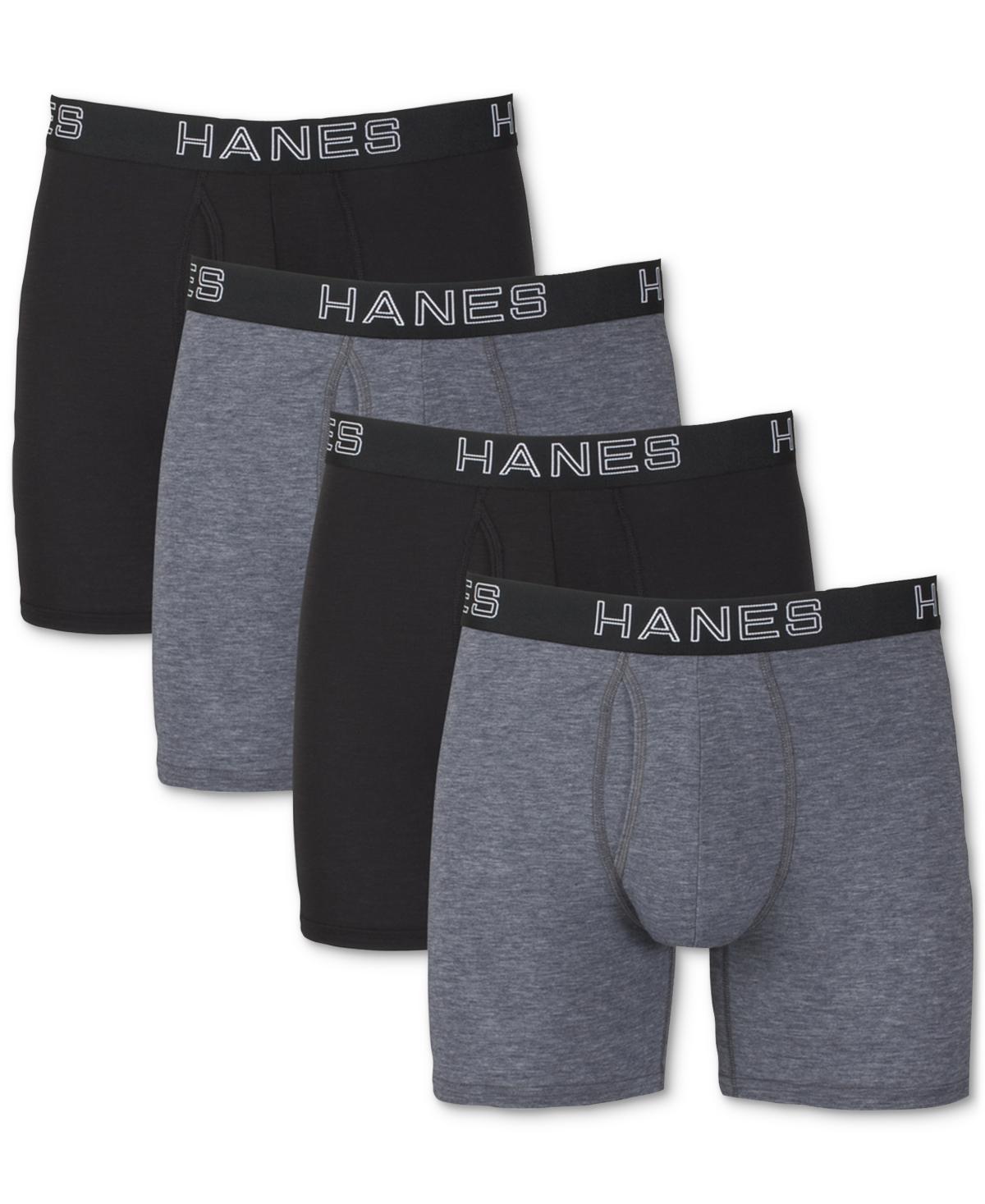 Hanes Ultimate 4-Pack Men's Comfort Flex Fit Total Support Pouch Boxer Briefs, Size: Large, Black Gray Product Image