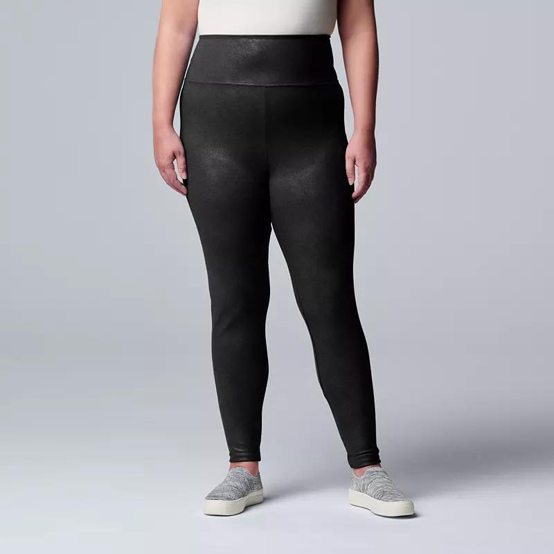 Plus Size Simply Vera Vera Wang High Rise Faux Leather Leggings, Women's, Size: 1XL, Black Product Image