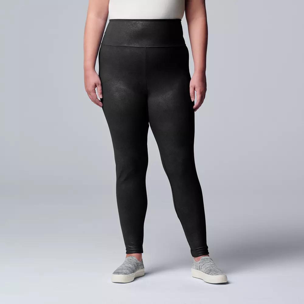 Plus Size Simply Vera Vera Wang High Rise Faux Leather Leggings, Women's, Size: 1XL, Black Product Image