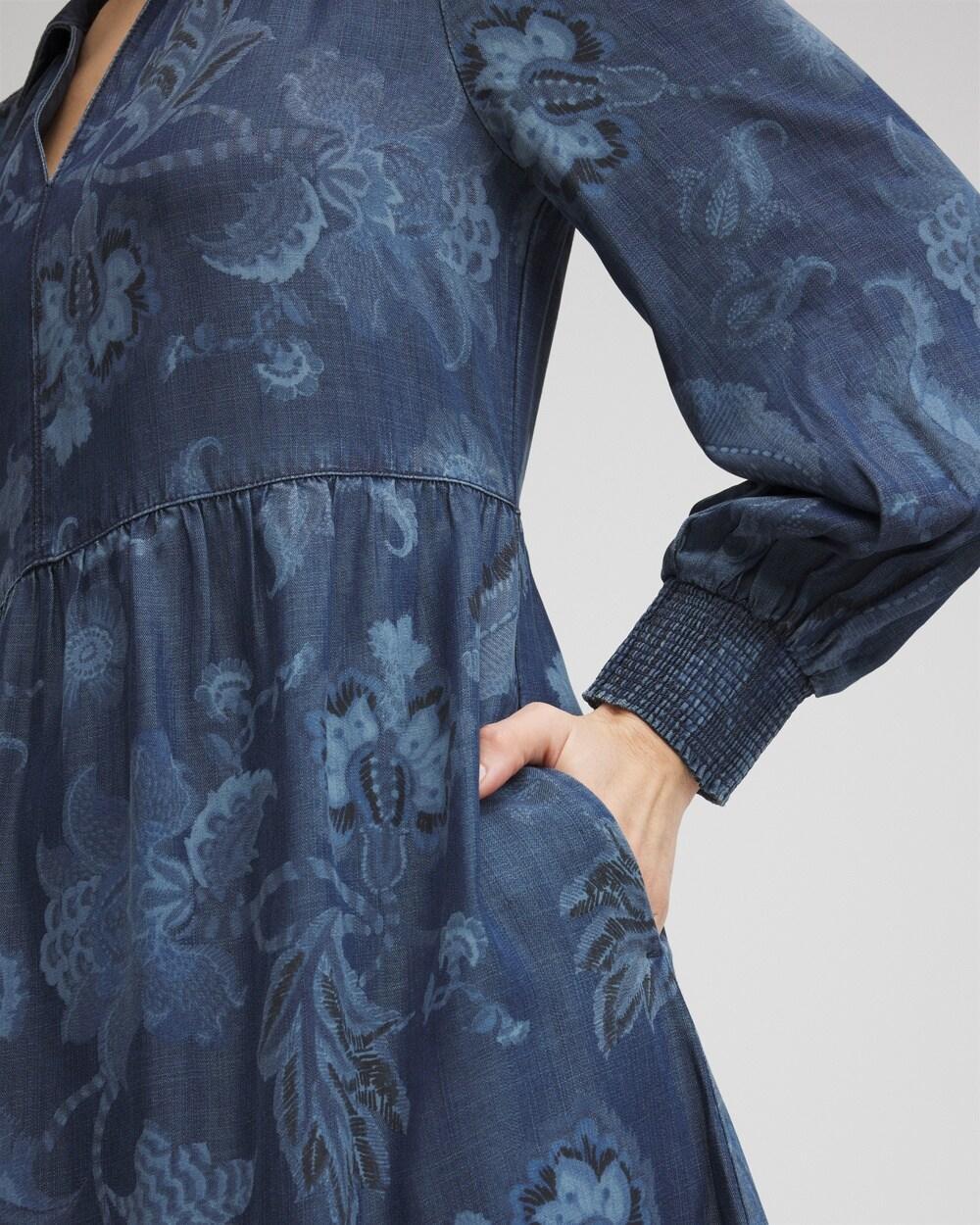 Chambray Fray Trim Tunic Dress Product Image