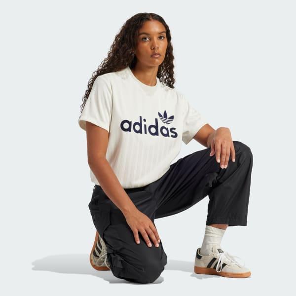 adidas Linear Graphic Boyfriend Tee Off White 2XS Womens Product Image