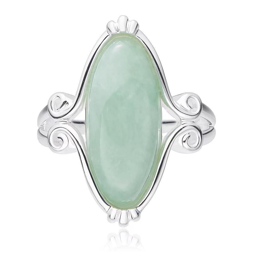 Dynasty Jade Sterling Silver Jade Marquise Swirl Ring, Women's, Size: 8 Product Image