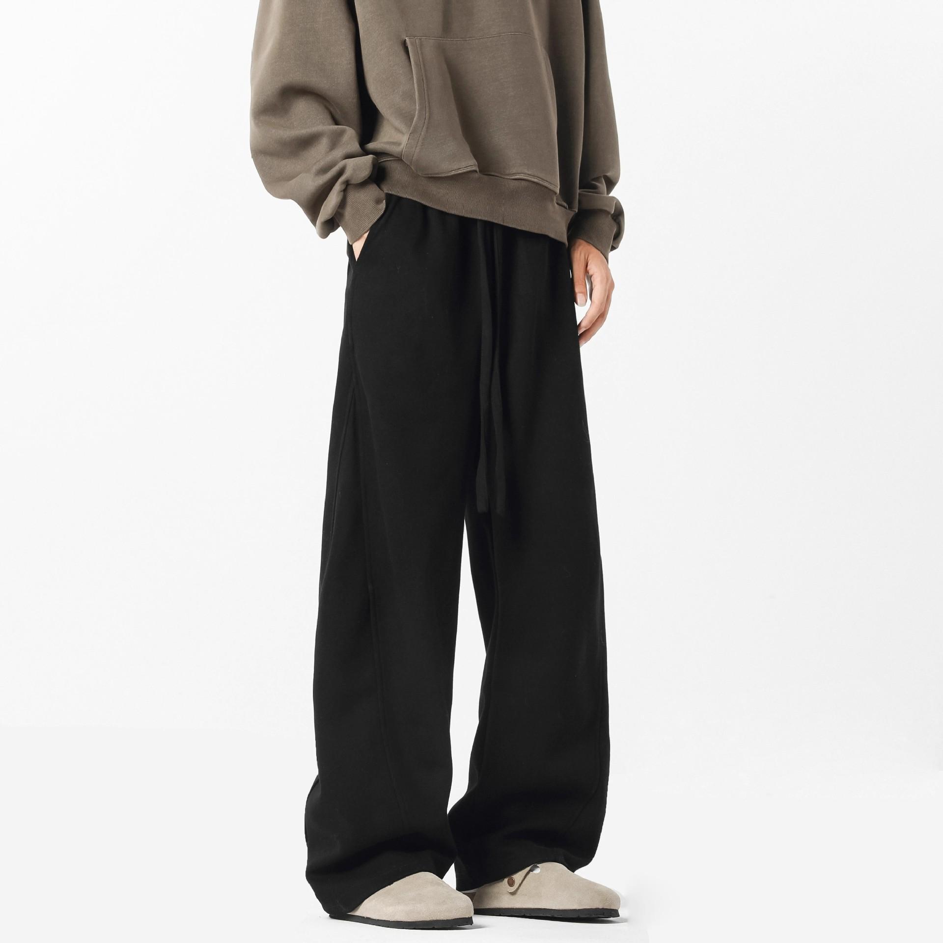 Sopula Retro High Street Scimitar Stitching Wide Leg Sports Pants Product Image