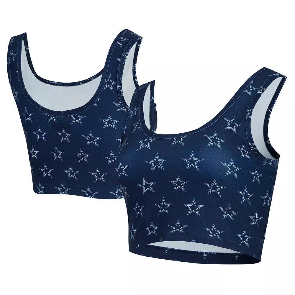 Women's Concepts Sport Navy Dallas Cowboys Record Allover Print Bralette, Size: Medium, Blue Product Image