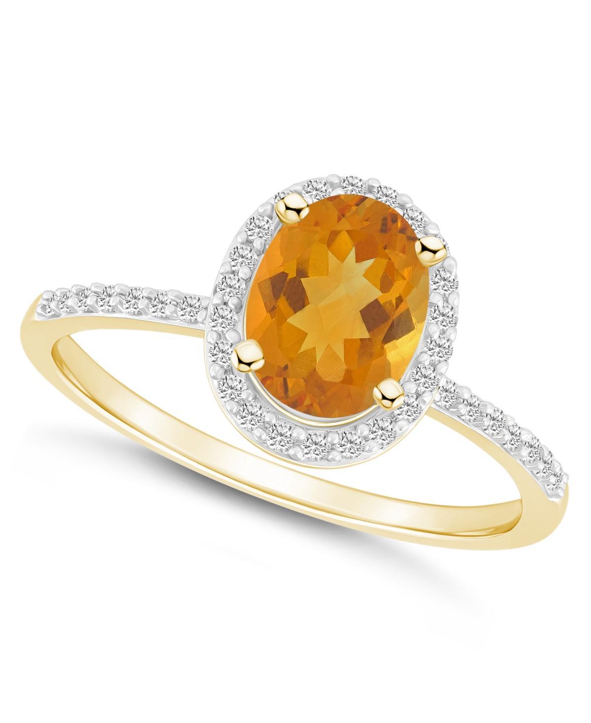 Celebration Gems 10k Gold 8 mm x 6 mm Oval Gemstone & Lab-Created White Sapphire Halo Ring, Women's, Citrine Product Image