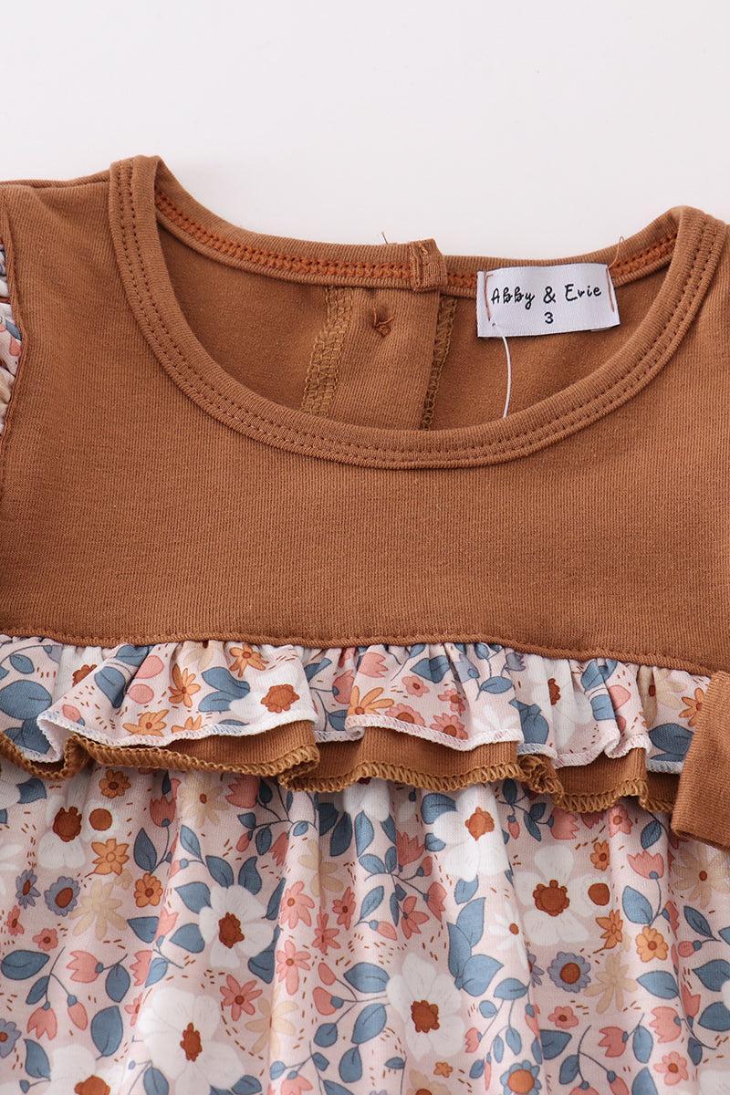 Brown floral print dress Product Image