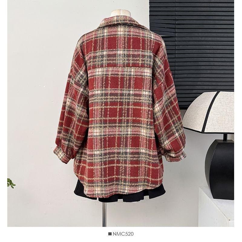 Oversized Plaid Wool Shacket Product Image