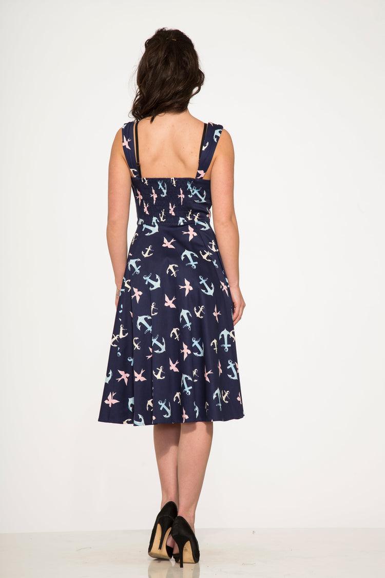 Blue Swallows & Anchor Swing Dress Product Image