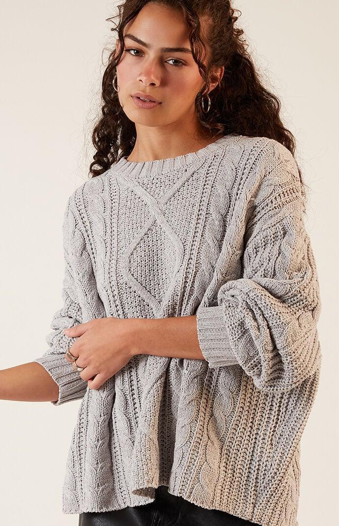 Women's Violet Cable Knit Boxy Sweater Product Image
