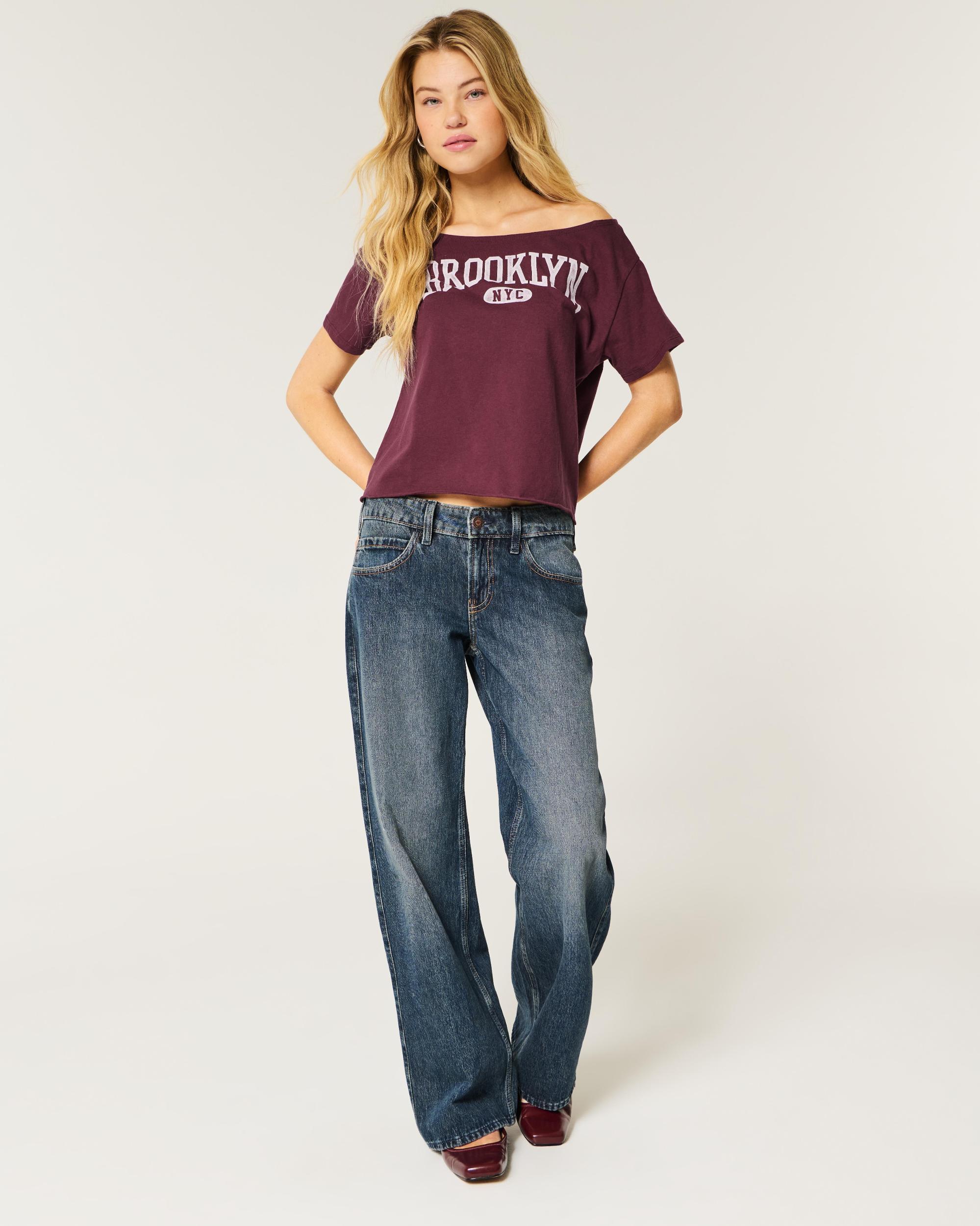 Easy Off-the-Shoulder Brooklyn Graphic Tee Product Image