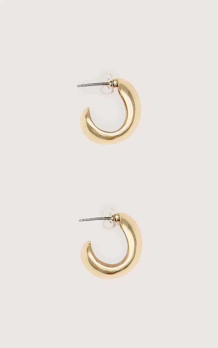 Gold Chunky Hoop Huggie Earrings Product Image
